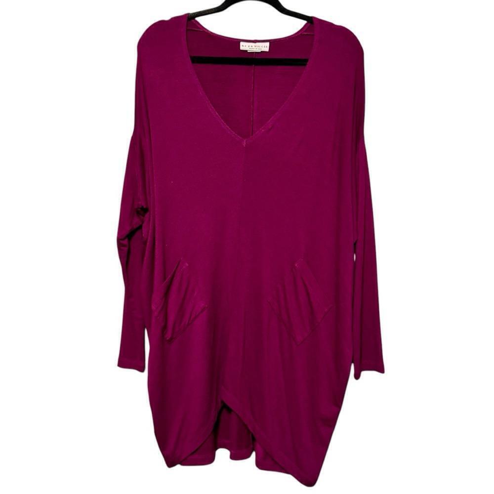 BRYN WALKER Oversized Slouchy Purple/Deep Magenta Batwing Drop Shoulder Tunic